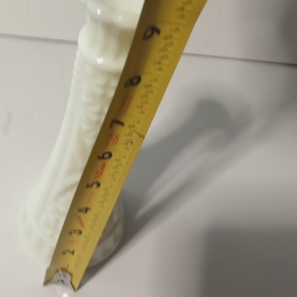 Vintage MCM Mid-Century Anchor Hocking Milk Glass Bud Vase Stars and Bars 9 Inch - Picture 2 of 7